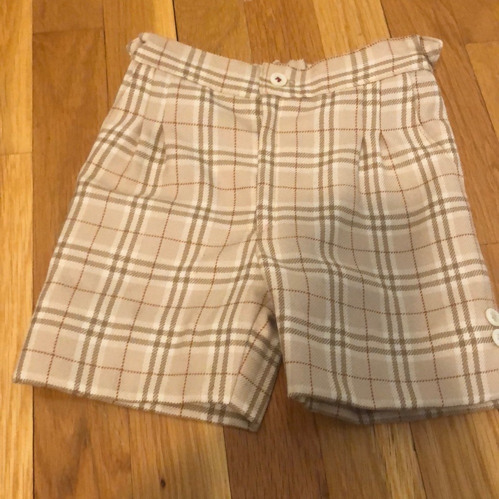 Boys dress plaid knickers 100 percent wool lined beige 9 months